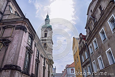 Church of the Assumption of the Blessed Virgin Mary (KoÅ›ciÃ³Å‚ WniebowziÄ™cia NajÅ›wiÄ™tszej Marii Panny) surrounded by Vector Illustration